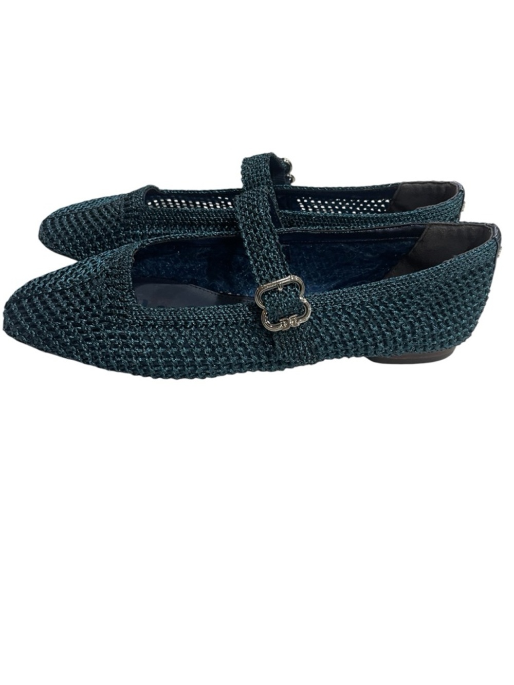 NEW Sam Edelman Michaela Knit Mary Jane Flat SZ 11 Metallic Blue Teal - Picture 4 of 9